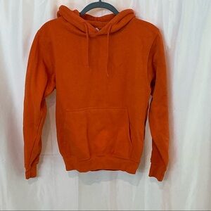 Three Layer Unisex Orange Pullover Hoodie Sweatshirt- Size XS